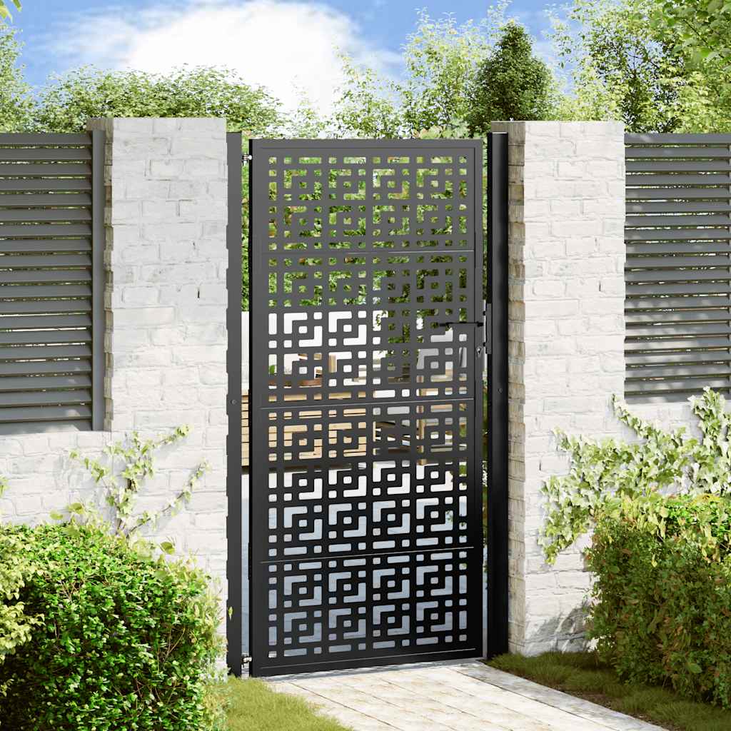 JUNG Vida Gartentor Schwarz 100x175 cm Stahl Kreuz-Design