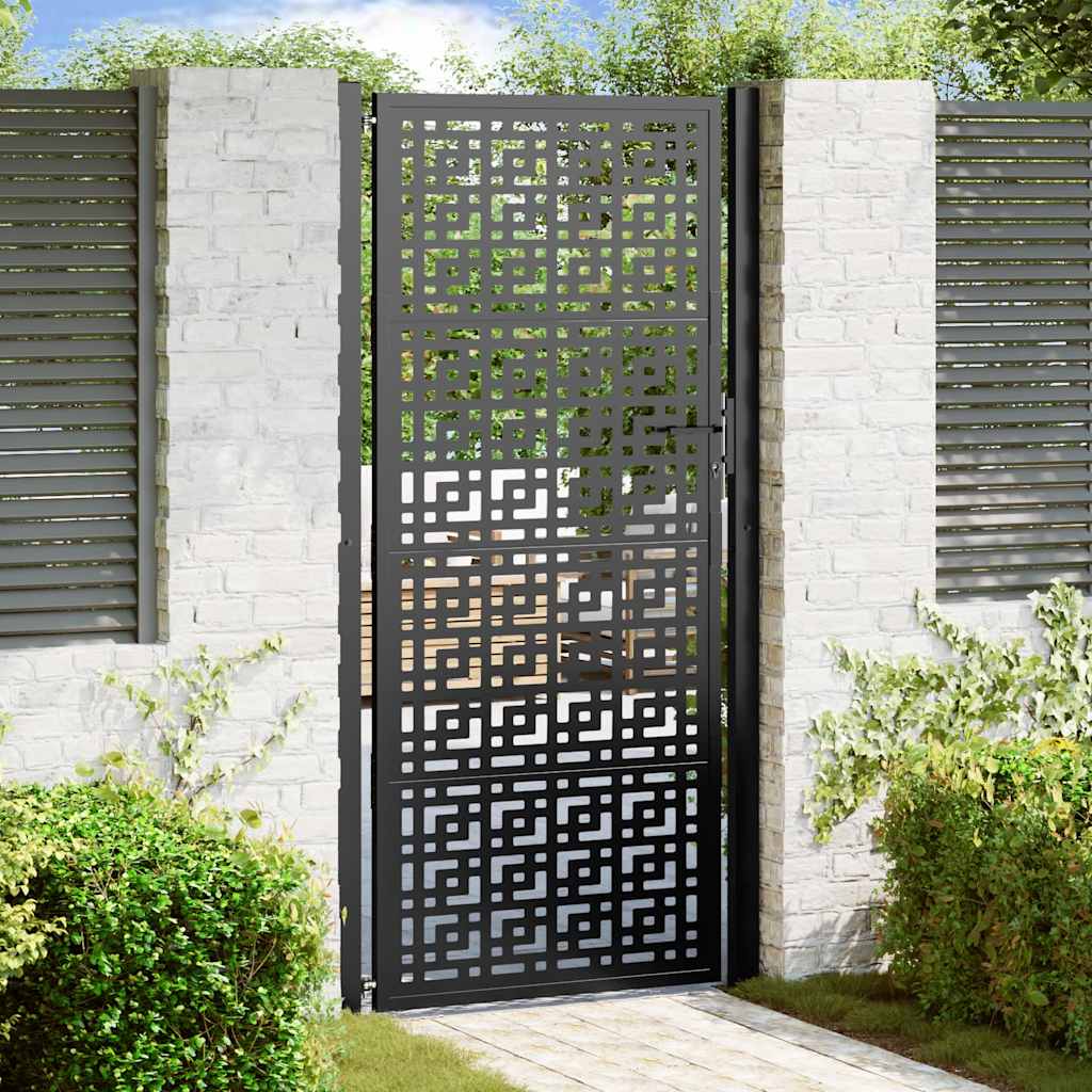 JUNG Vida Gartentor Schwarz 100x200 cm Stahl Kreuz-Design