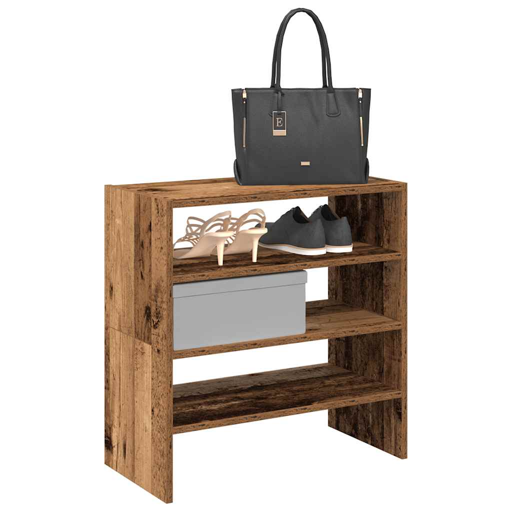 JUNG Vida Schuhregale 2 Stk. Stapelbar Altholz-Optik 60x30x30,5 cm