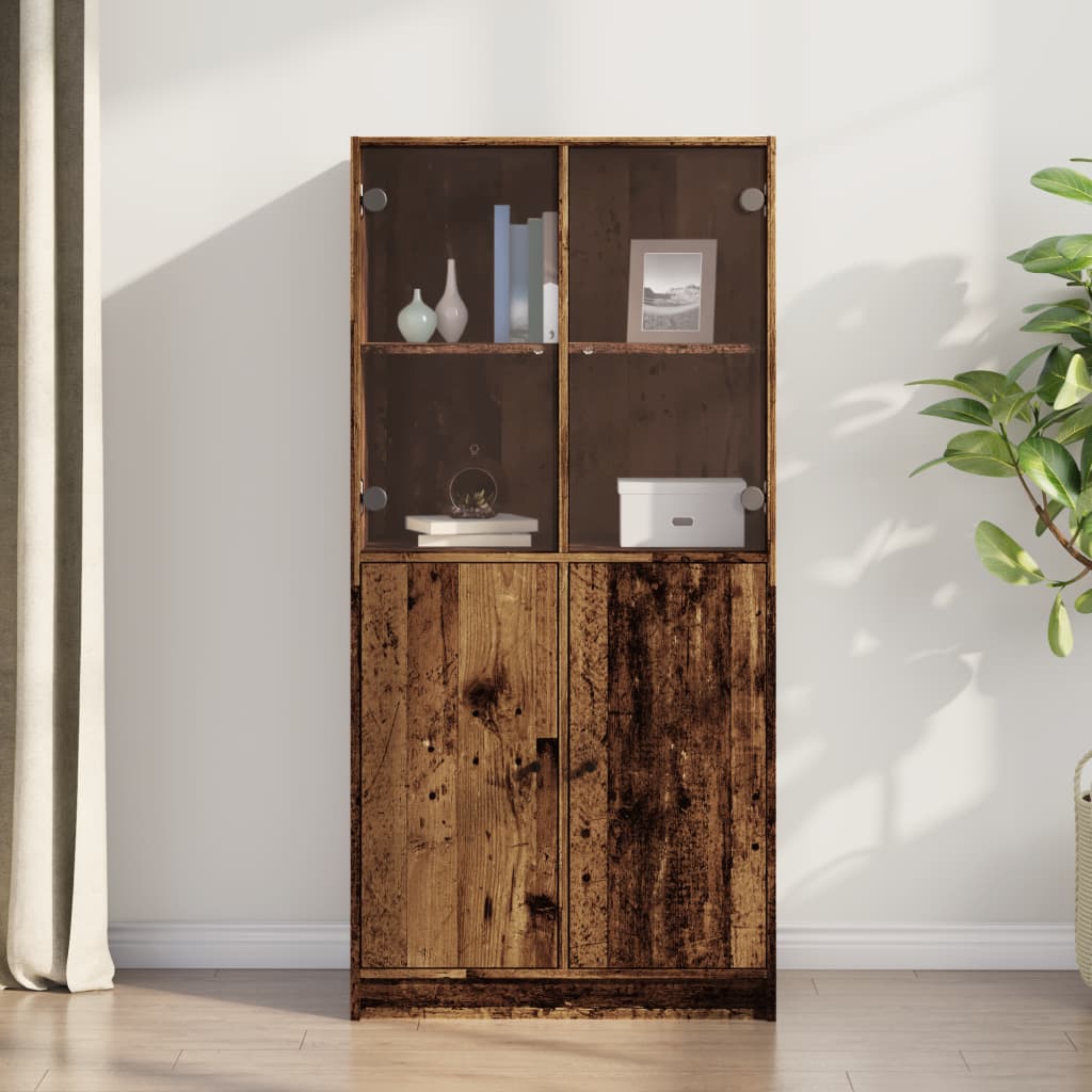 JUNG Vida Highboard mit Türen Altholz-Optik 68x37x142 cm Holzwerkstoff