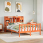 JUNG Vida Massivholzbett mit Regal ohne Matratze Wachsbraun 150x200 cm