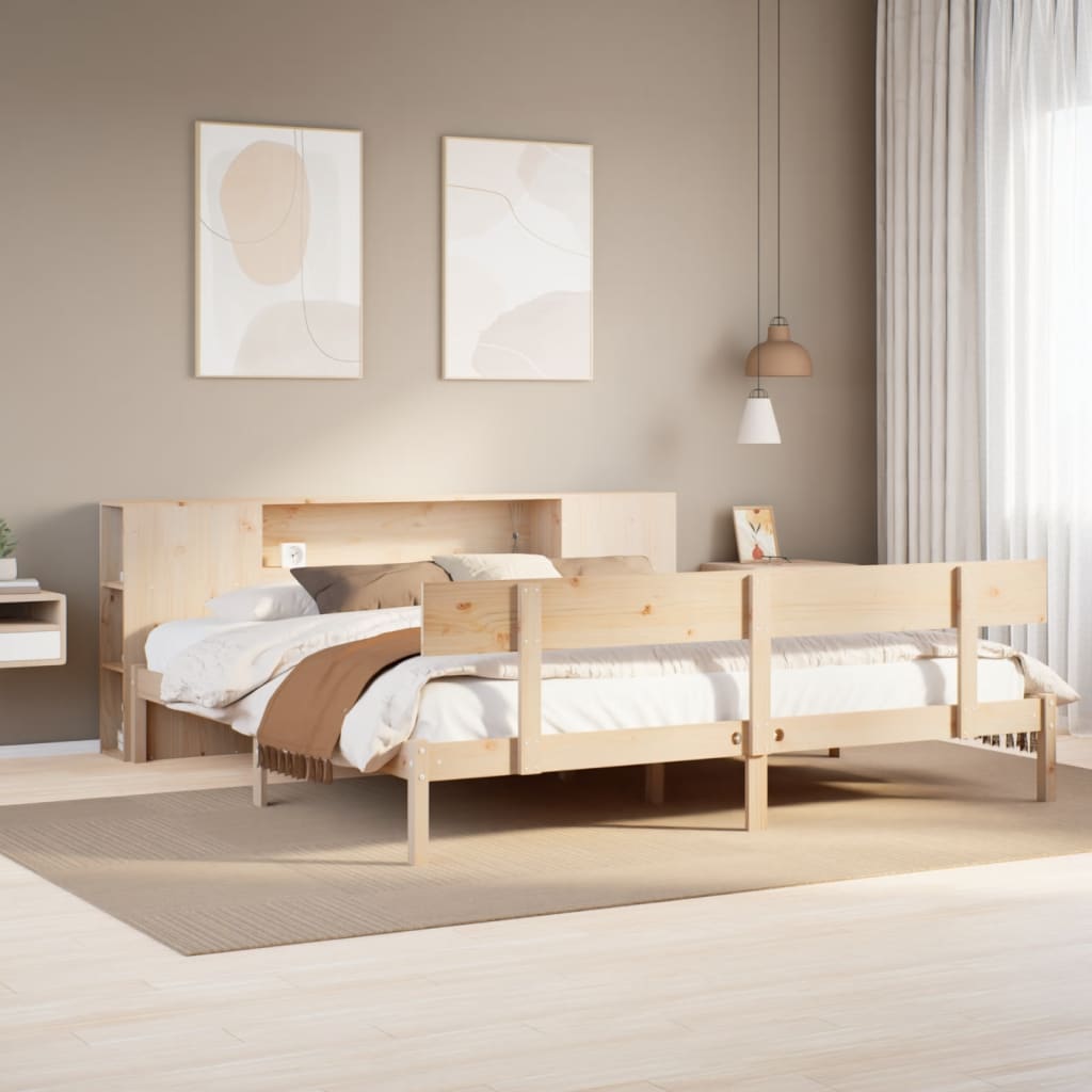 JUNG Vida Massivholzbett mit Regal ohne Matratze 180x200 cm Kiefernholz