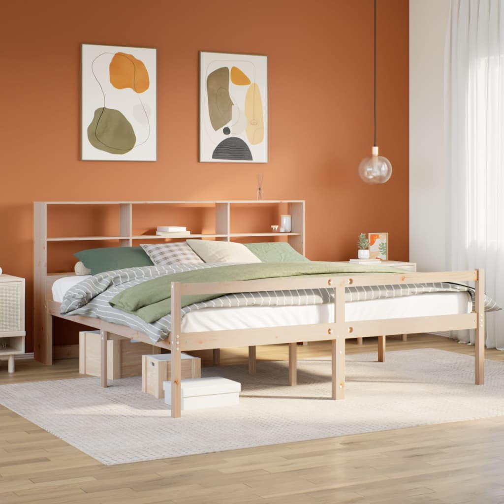 JUNG Vida Massivholzbett mit Regal ohne Matratze 180x200 cm Kiefernholz