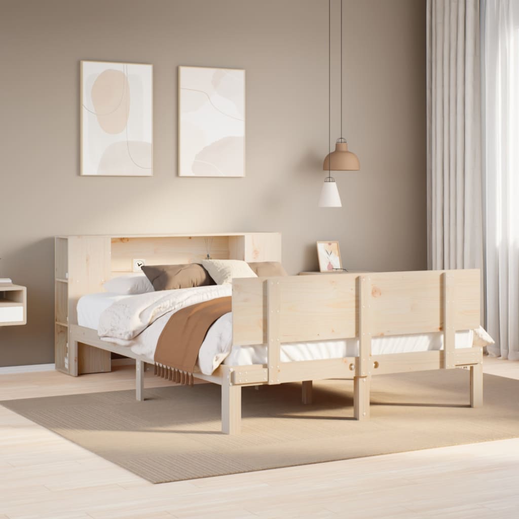 JUNG Vida Massivholzbett mit Regal ohne Matratze 140x190 cm Kiefer