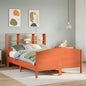 JUNG Vida Massivholzbett mit Regal ohne Matratze Wachsbraun 120x190 cm