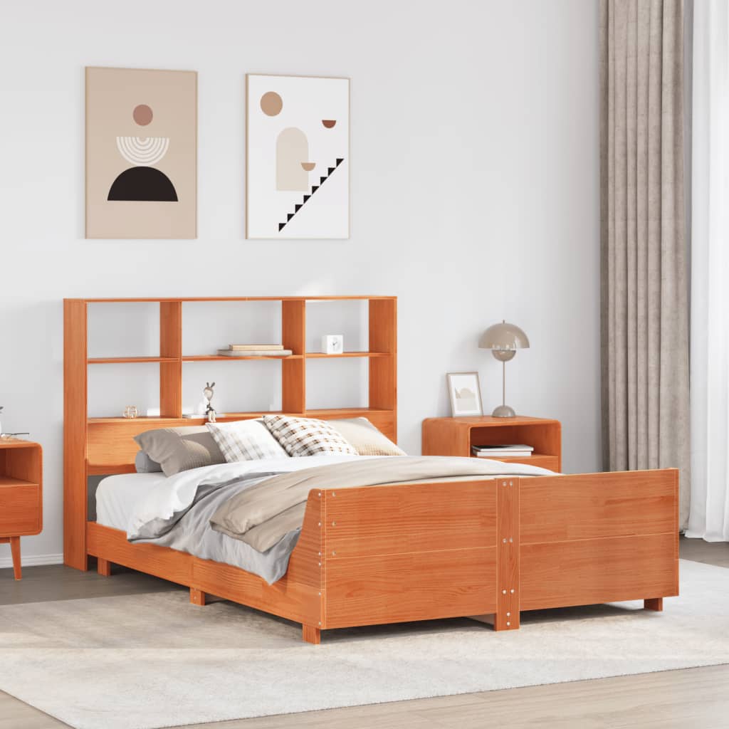 JUNG Vida Massivholzbett ohne Matratze Wachsbraun 120x190 cm Kiefernholz