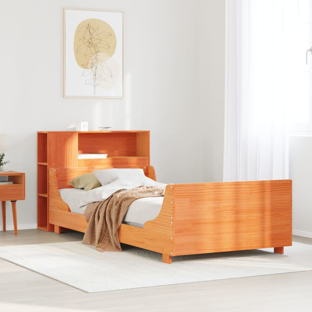 JUNG Vida Massivholzbett ohne Matratze Wachsbraun 100x200 Kiefernholz