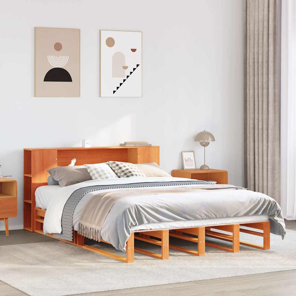 JUNG Vida Massivholzbett ohne Matratze Wachsbraun 140x190 cm Massivholz