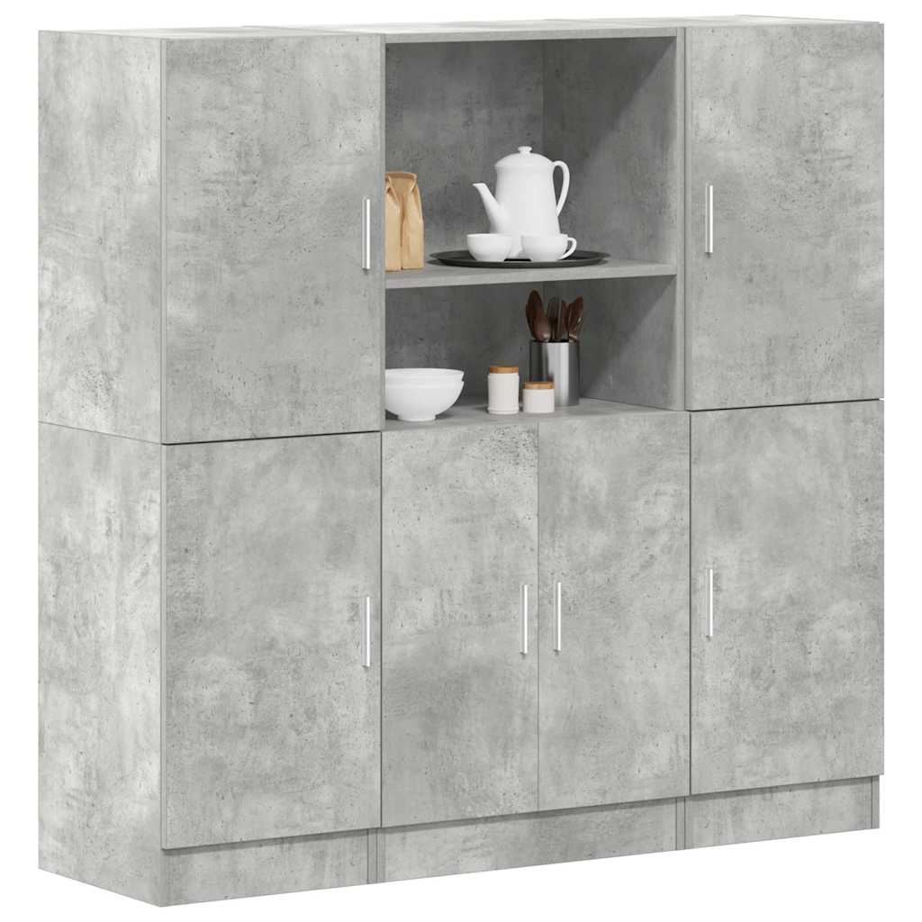 JUNG Vida 3-tlg. Küchenschrank-Set Betongrau Holzwerkstoff