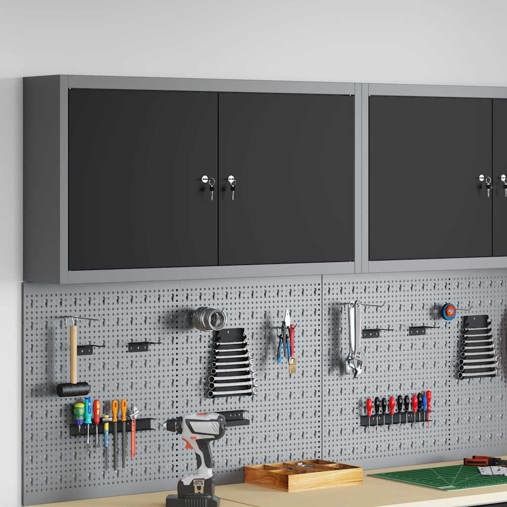 JUNG Vida Werkzeugschrank mit Regal Schwarz und Grau 50 x 20 x 55 cm