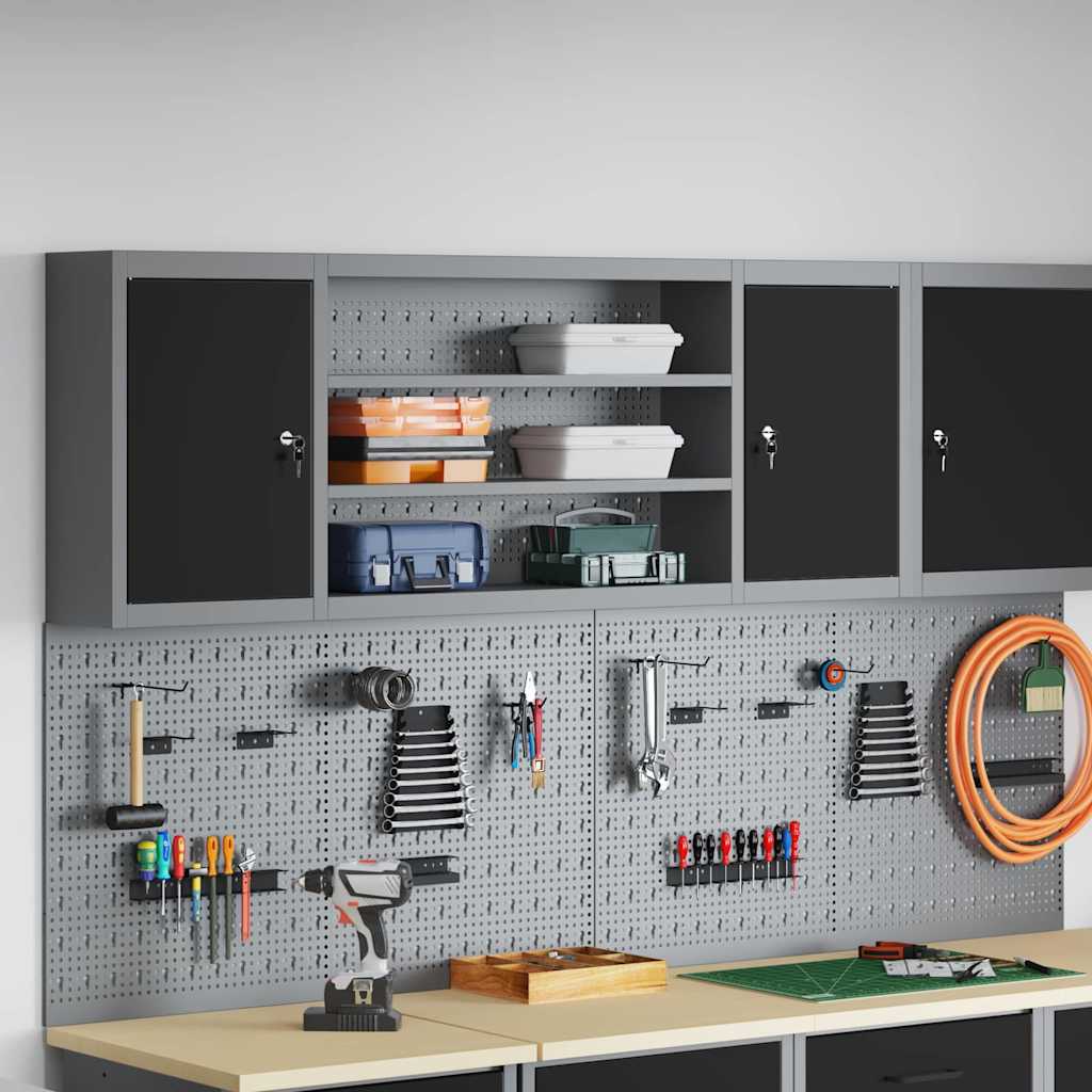 JUNG Vida Werkzeugschrank mit Regal Schwarz und Grau 50 x 20 x 55 cm