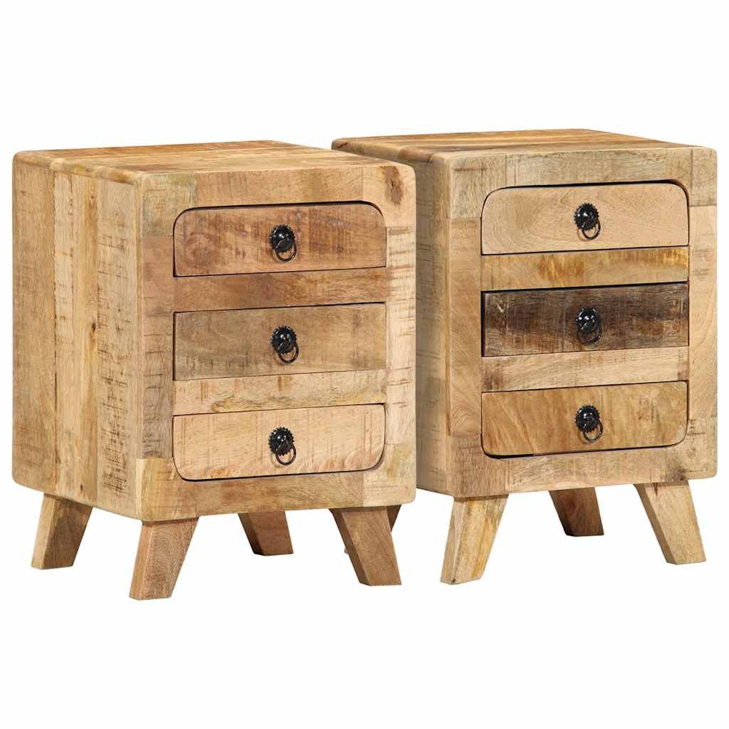 JUNG Vida Nachttische 2 Stk. 37x32x50 cm Raues Massivholz Mango