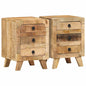 JUNG Vida Nachttische 2 Stk. 37x32x50 cm Raues Massivholz Mango