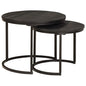 JUNG Vida Nesting-Couchtische 2 pcs Schwarz Massivholz Mango und Stahl