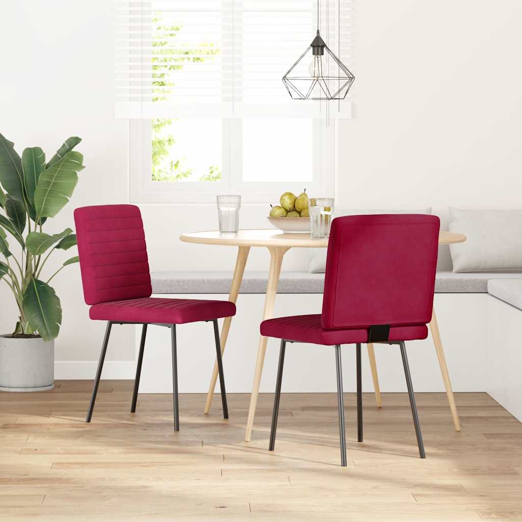 JUNG Vida Esszimmerstühle 2 Stk. Weinrot Samt