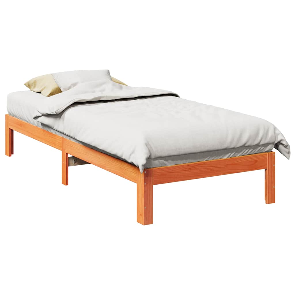 JUNG Vida Massivholzbett ohne Matratze Wachsbraun 90x200 Kiefernholz