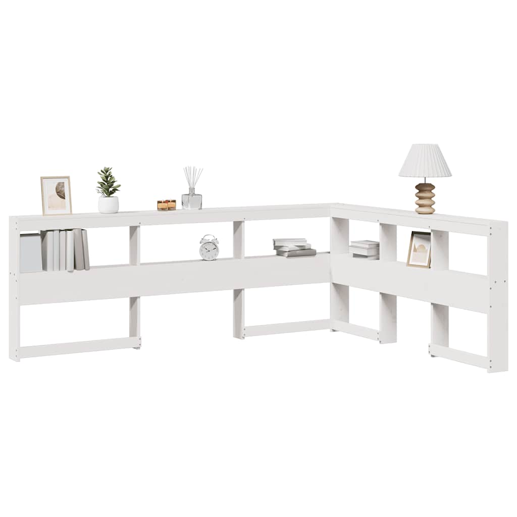 JUNG Vida Kopfteil mit Bücherregal L-Form Weiß 160 cm Massivholz Kiefer
