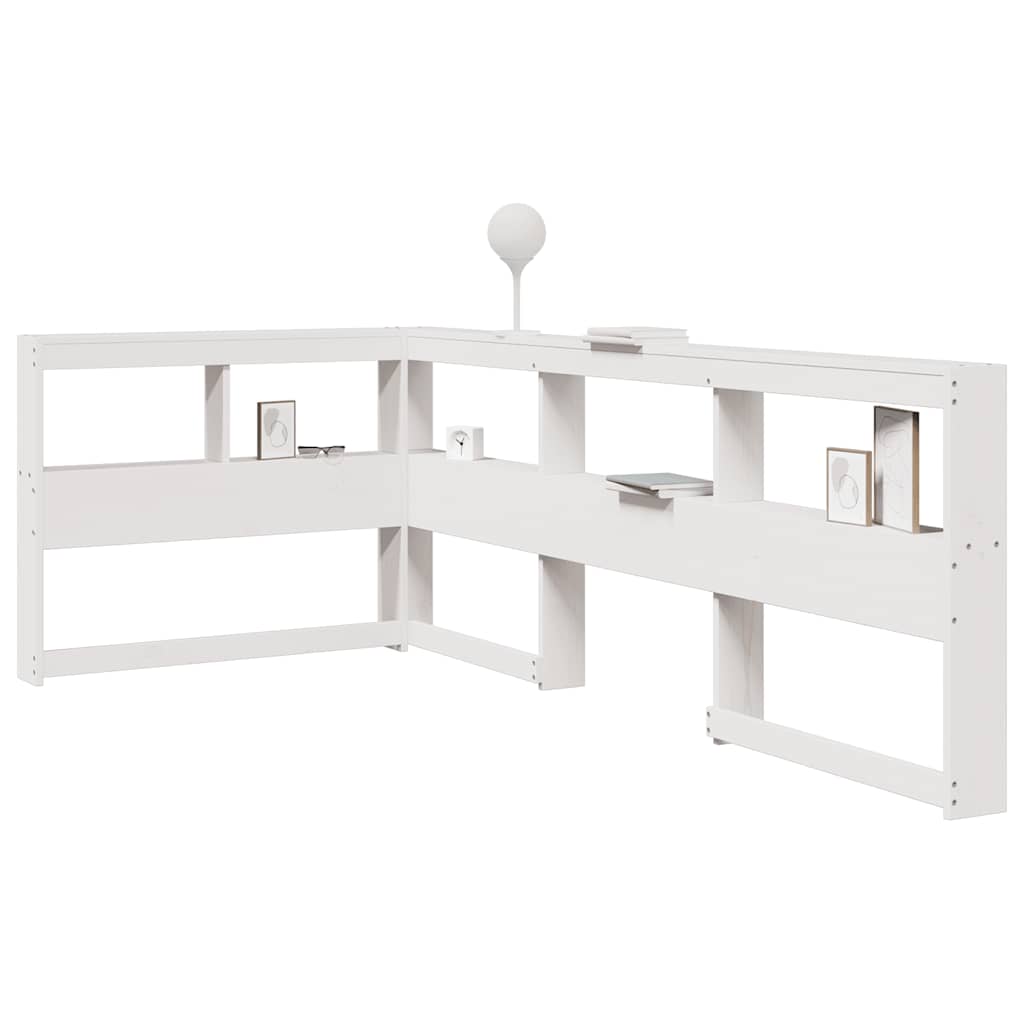 JUNG Vida Kopfteil mit Bücherregal L-Form Weiß 90 cm Massivholz Kiefer