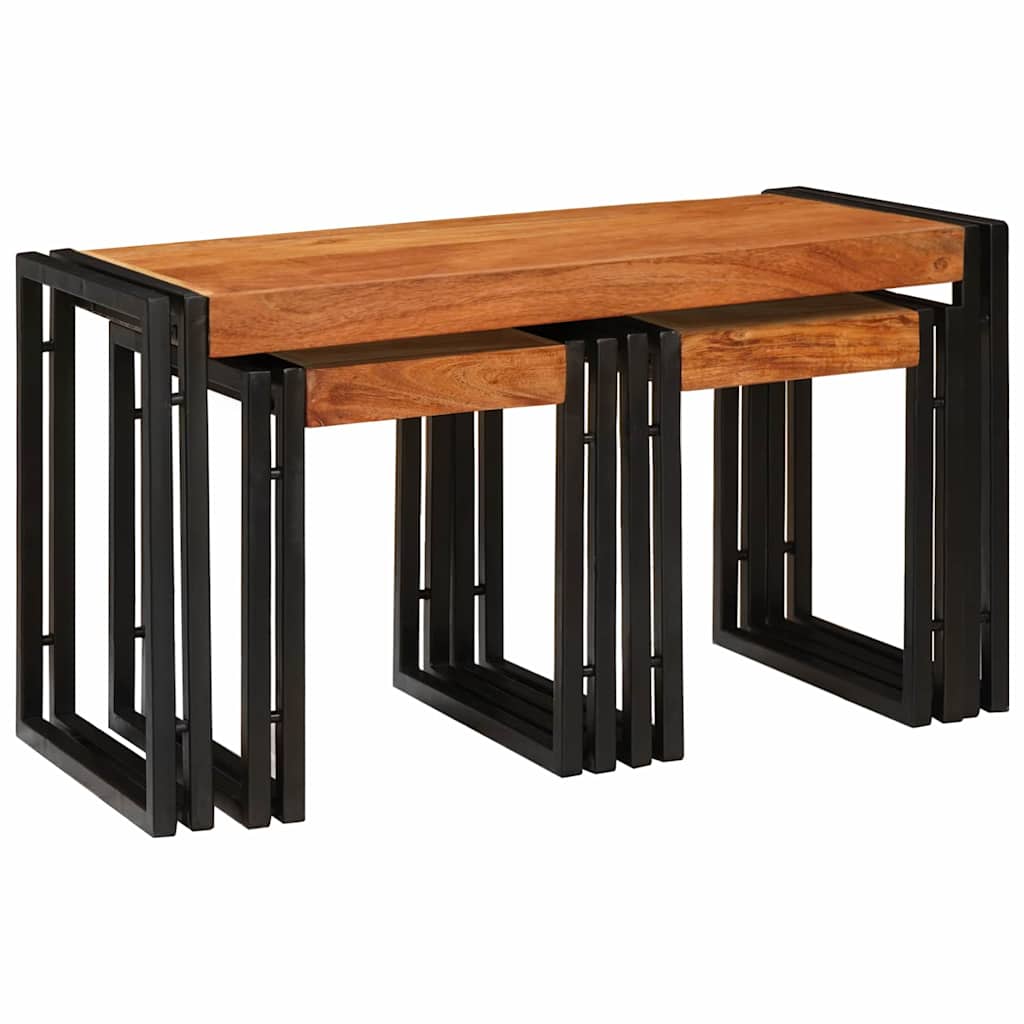 JUNG Vida Nestingtisch 3 pcs Massivholz Akazie und Metall