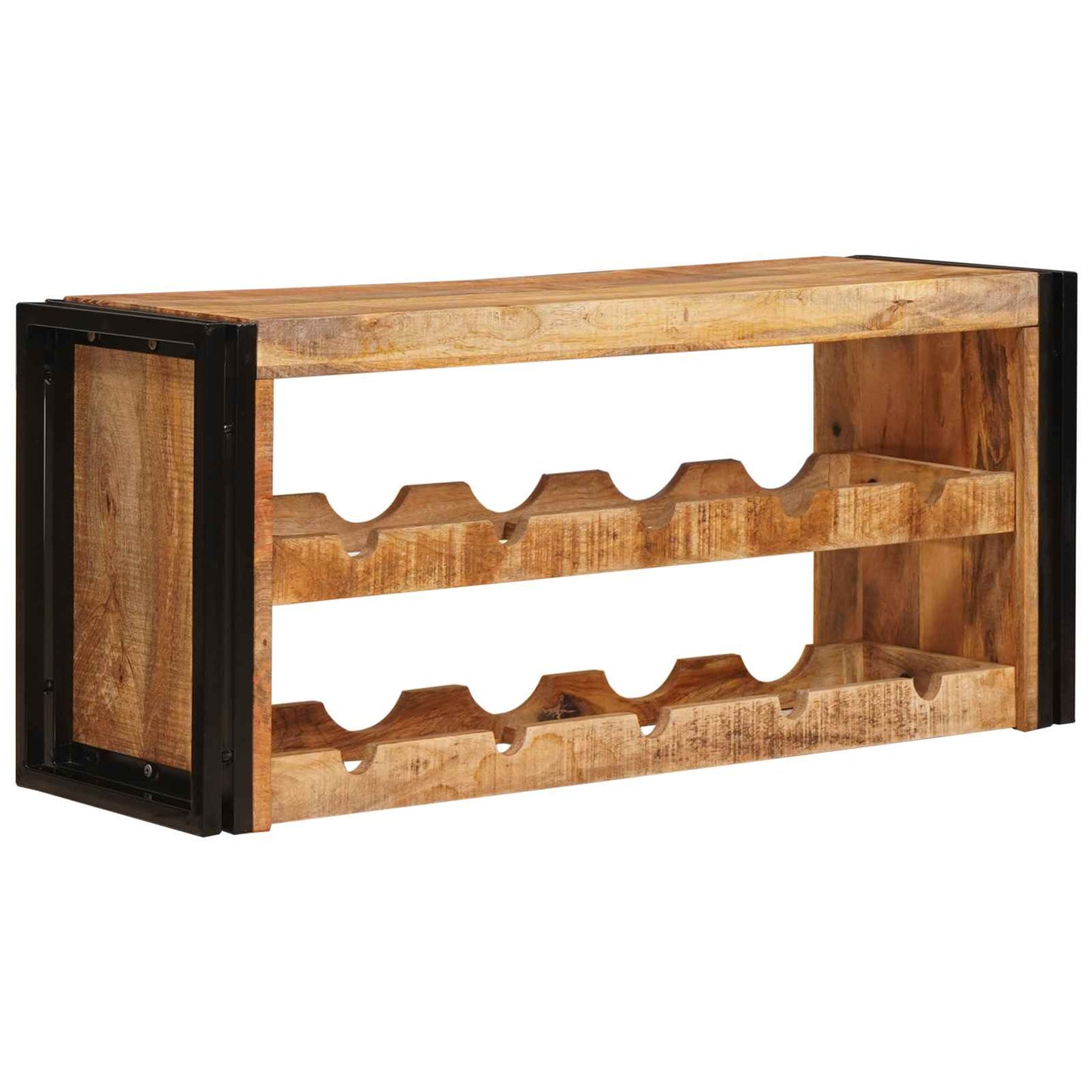 JUNG Vida Weinregal Braun 100 x 45 x 33 cm Massives grobes Mangoholz