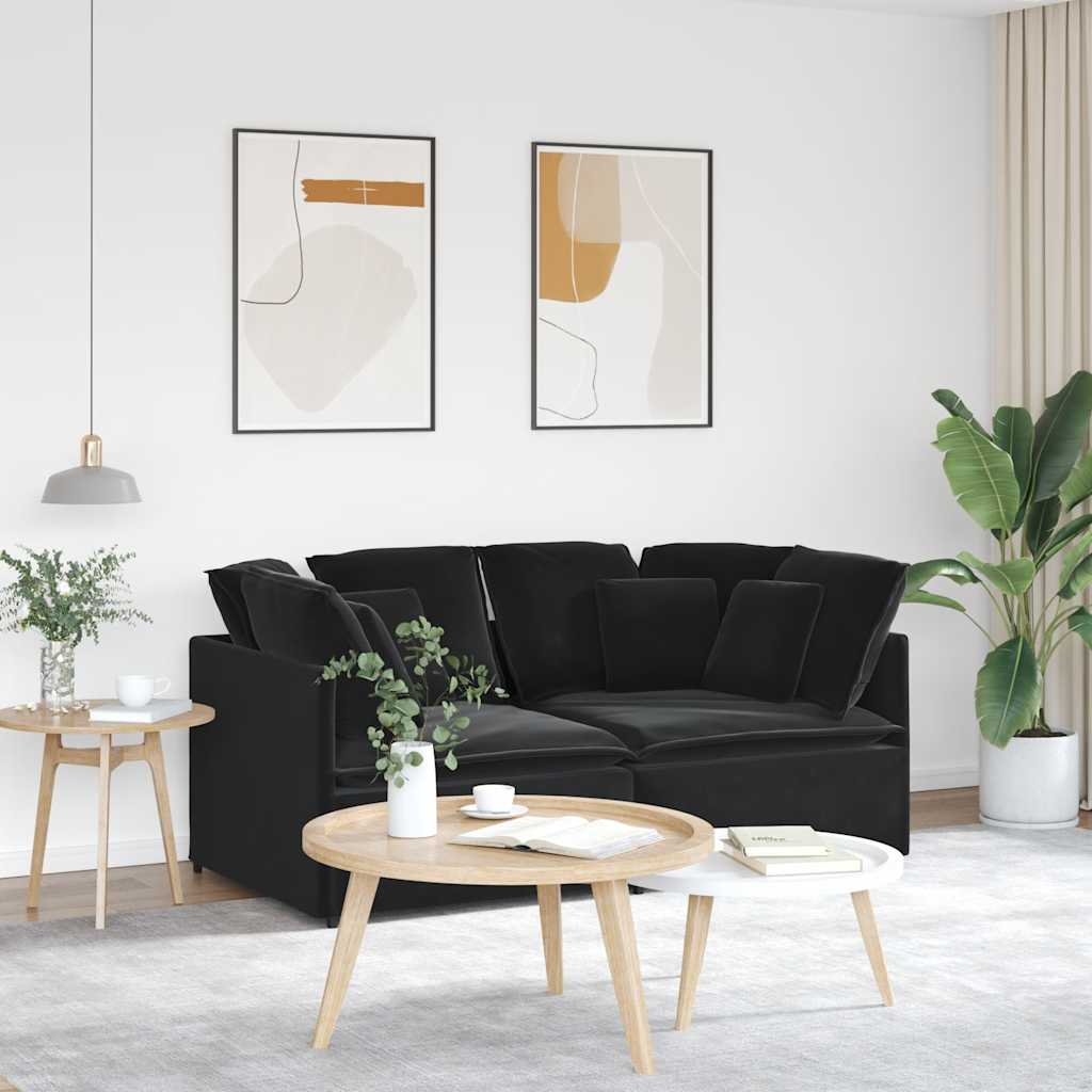 JUNG Vida Modulares Sofa mit Kissen Samt Schwarz