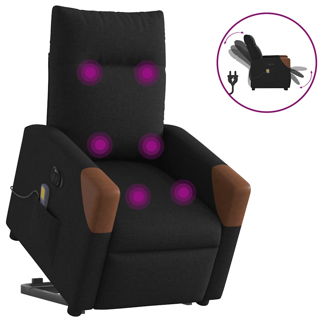 JUNG Vida Elektrischer Massagesessel mit Aufstehhilfe Schwarz Stoff