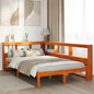 JUNG Vida Massivholzbett mit Regal ohne Matratze Wachsbraun 120x190 cm
