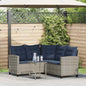JUNG Vida Gartensofa in L-Form mit Tisch und Kissen Grau Poly Rattan