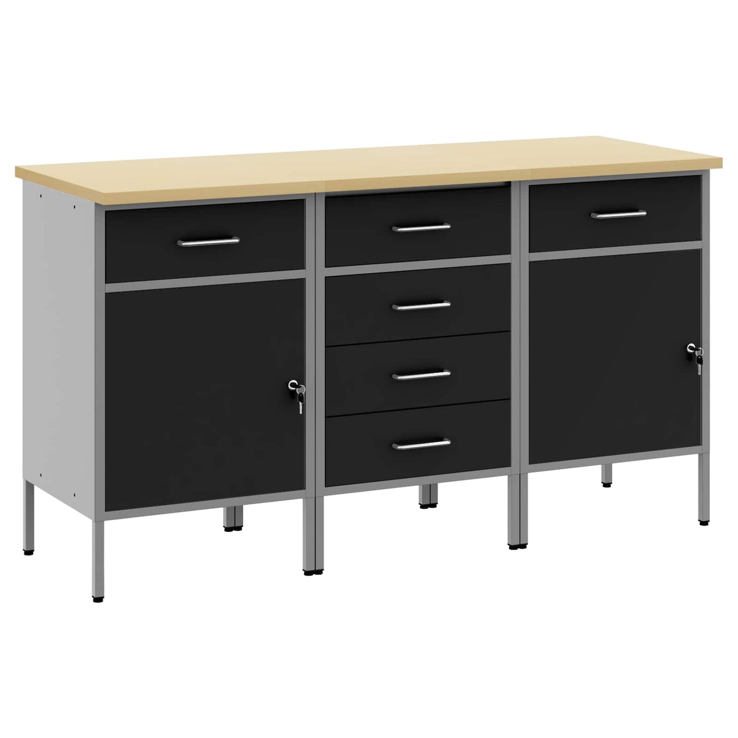 JUNG Vida Werkbank mit Schubladen 3 pcs Schwarz und Grau 75 x 45 x 85 cm