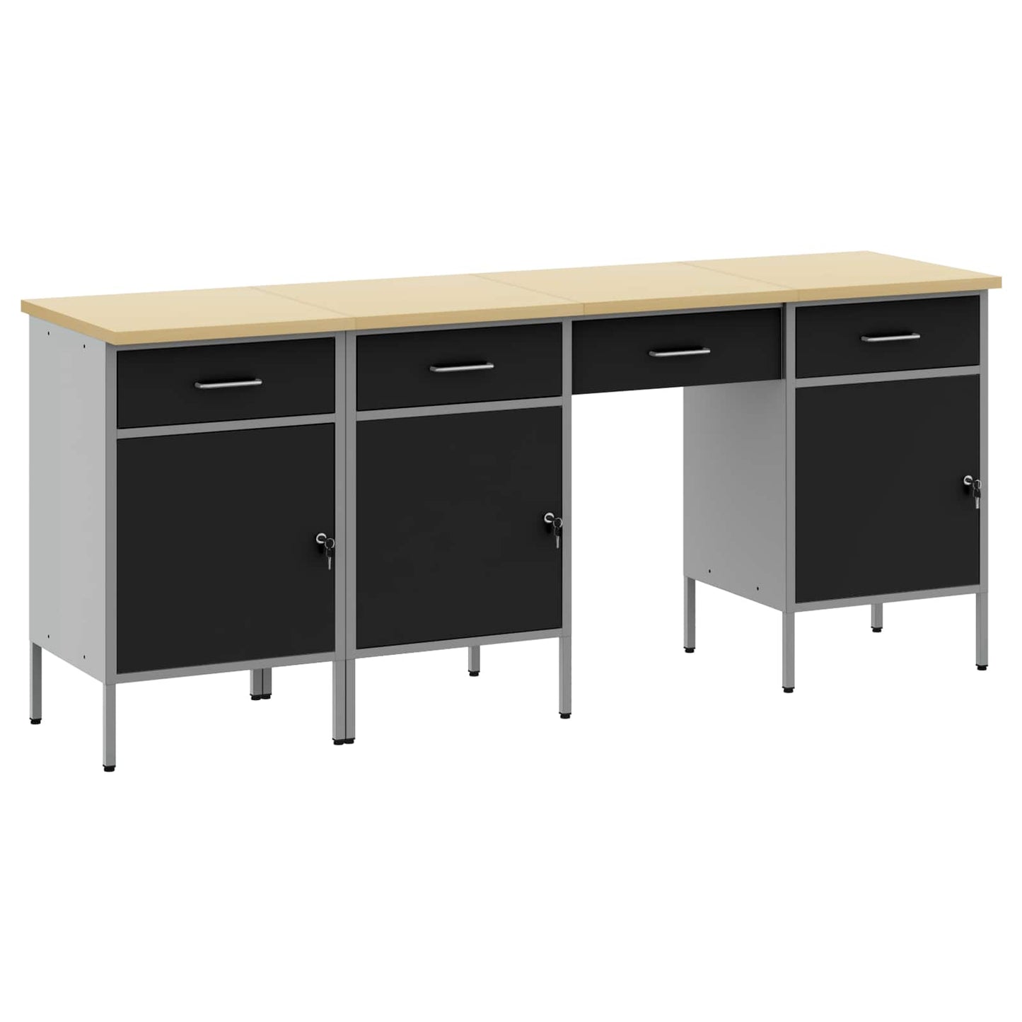 JUNG Vida Werkbank mit Schubladen 4 pcs Schwarz 200 x 55 x 85 cm