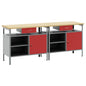 JUNG Vida Werkbank-Set mit Schubladen 2 pcs Rot und Grau 200 x 55 x 85 cm