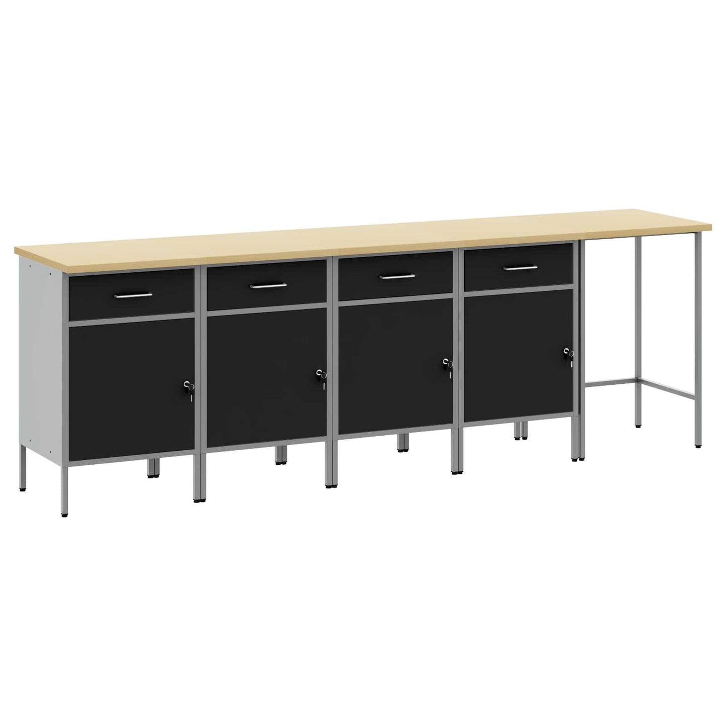 JUNG Vida Arbeitsschrankset mit Schubladen 5 pcs Schwarz und Grau