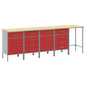 JUNG Vida Arbeitsschrankset mit Schubladen mit Schloss 5 pcs Rot und Grau