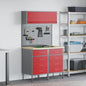 JUNG Vida Arbeitsschrankset mit Schubladen mit Regal 5 pcs Rot