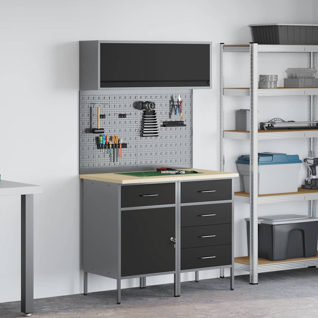 JUNG Vida Arbeitsschrankset mit Schubladen mit Regal 5 pcs Schwarz