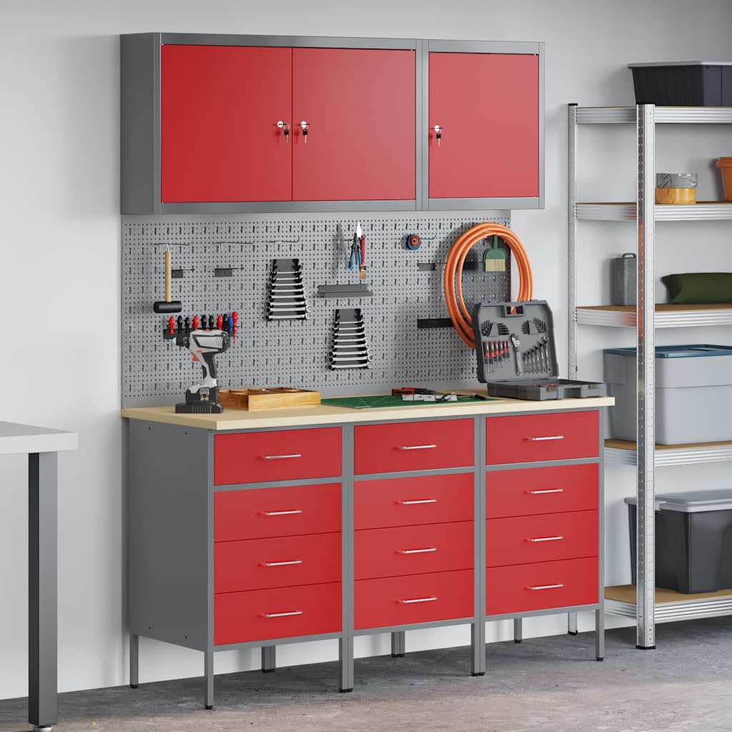 JUNG Vida Werkbank mit Schubladen 8 pcs Rot Ingenieure Holz und Stahl