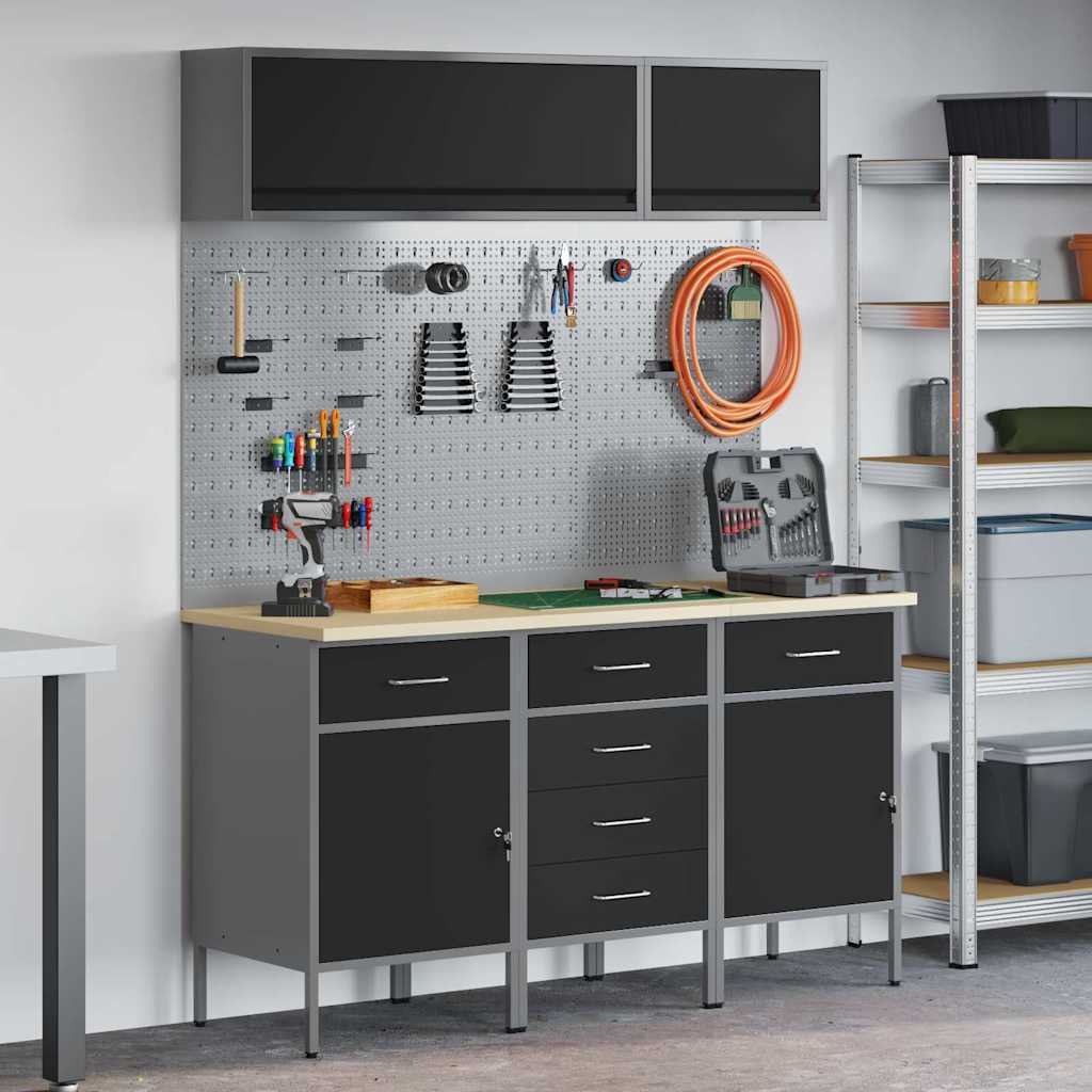 JUNG Vida Arbeitsschrankset mit Schubladen mit Speicher 8 pcs Schwarz