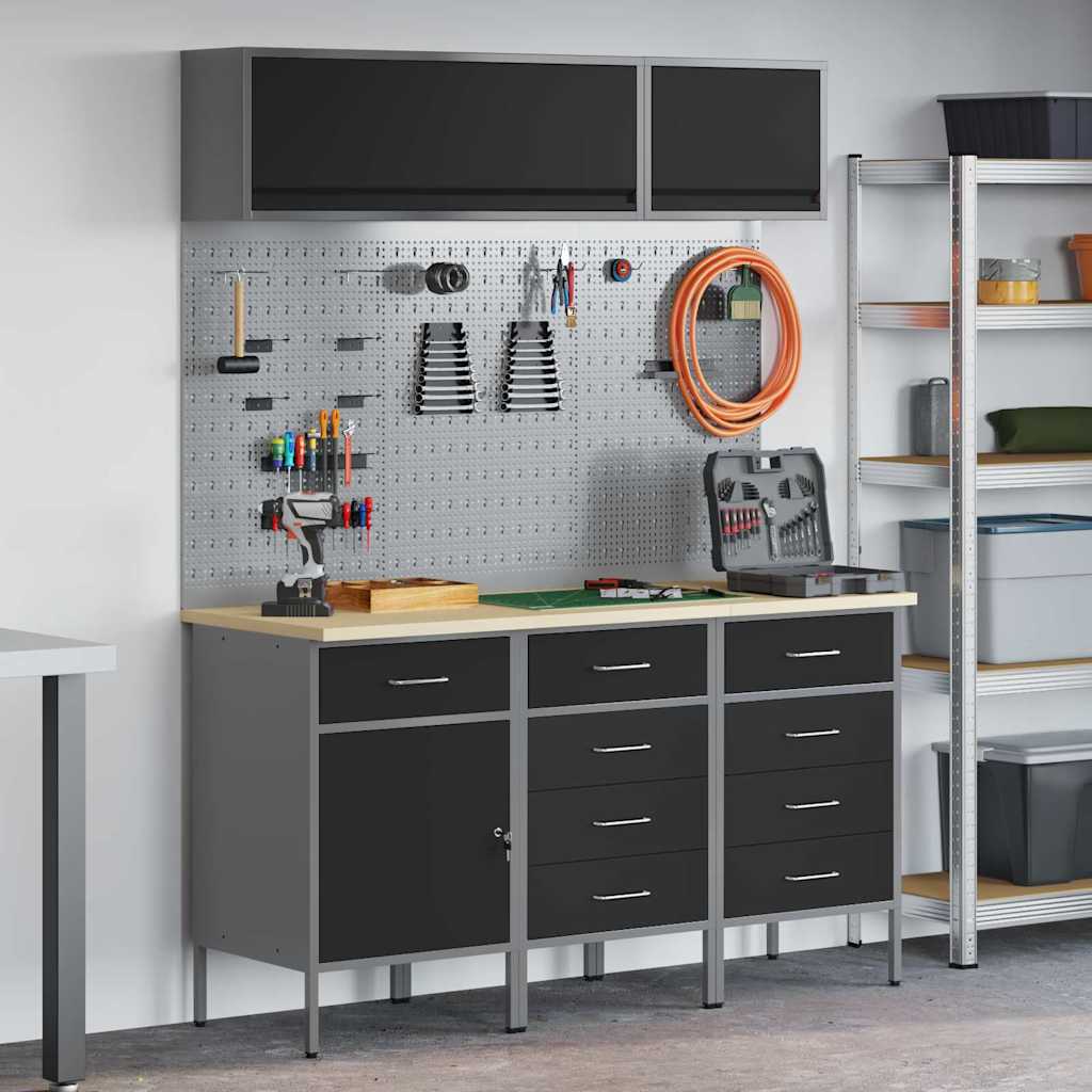 JUNG Vida Arbeitsschrankset mit Schubladen mit Speicher 8 pcs Schwarz