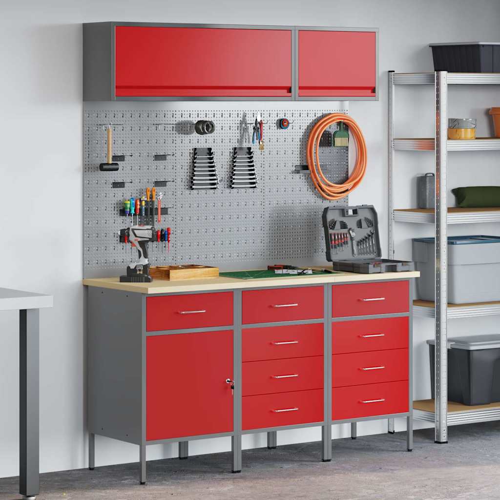 JUNG Vida Arbeitsschrankset mit Schubladen mit Speicher 8 pcs Rot