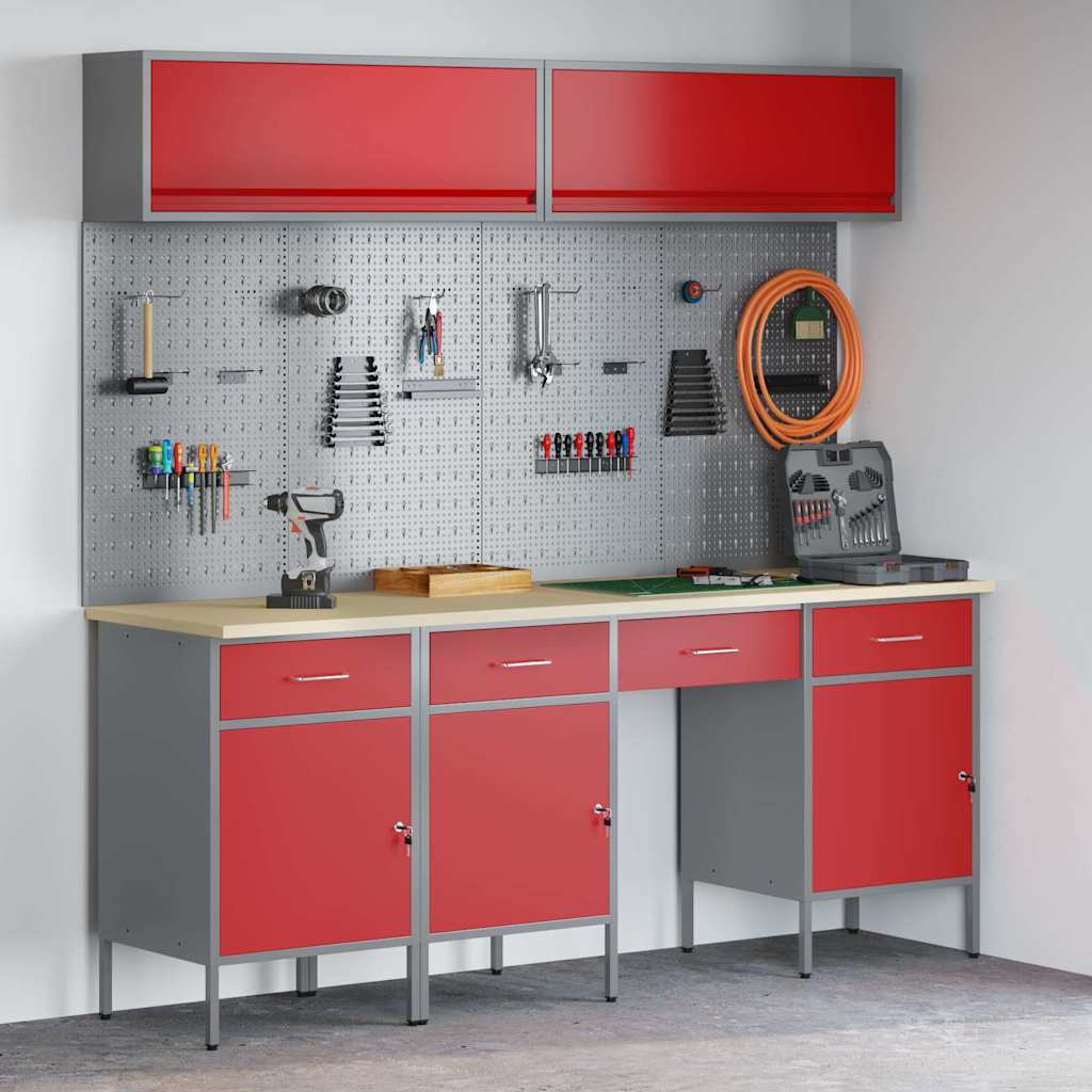JUNG Vida Arbeitsschrankset mit Schubladen mit Speicher 10 pcs Rot