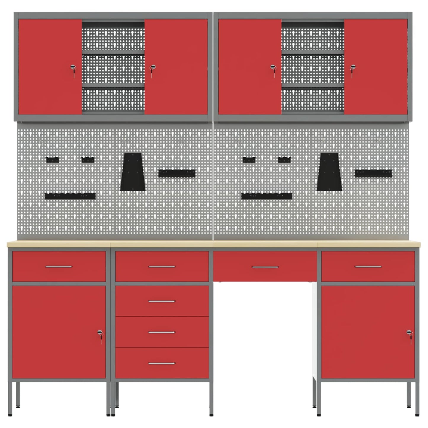 JUNG Vida Werkbank mit Schubladen 10 pcs Rot Ingenieure Holz und Stahl
