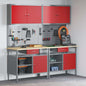 JUNG Vida Werkbank-Set 8 pcs Rot und Grau Pulverbeschichteter Stahl