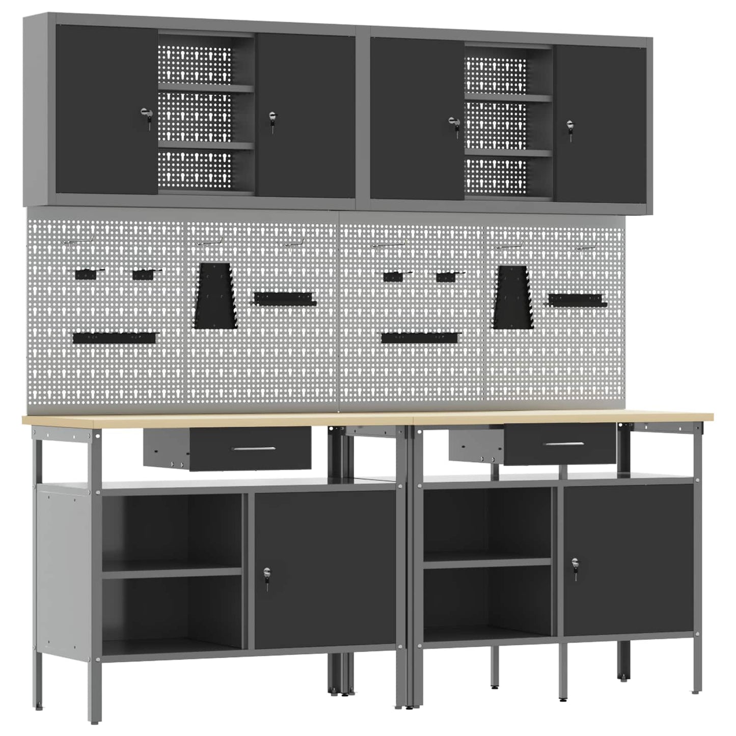 JUNG Vida Werkbank-Set 8 pcs Rot und Grau Pulverbeschichteter Stahl