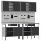 JUNG Vida Werkbank-Set 8 pcs Rot und Grau Pulverbeschichteter Stahl