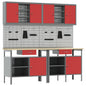 JUNG Vida Werkbank-Set 8 pcs Rot und Grau Pulverbeschichteter Stahl