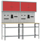 JUNG Vida Werkbank-Set 8 pcs Rot und Grau Pulverbeschichteter Stahl