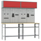 JUNG Vida Werkbank-Set 8 pcs Rot und Grau Pulverbeschichteter Stahl