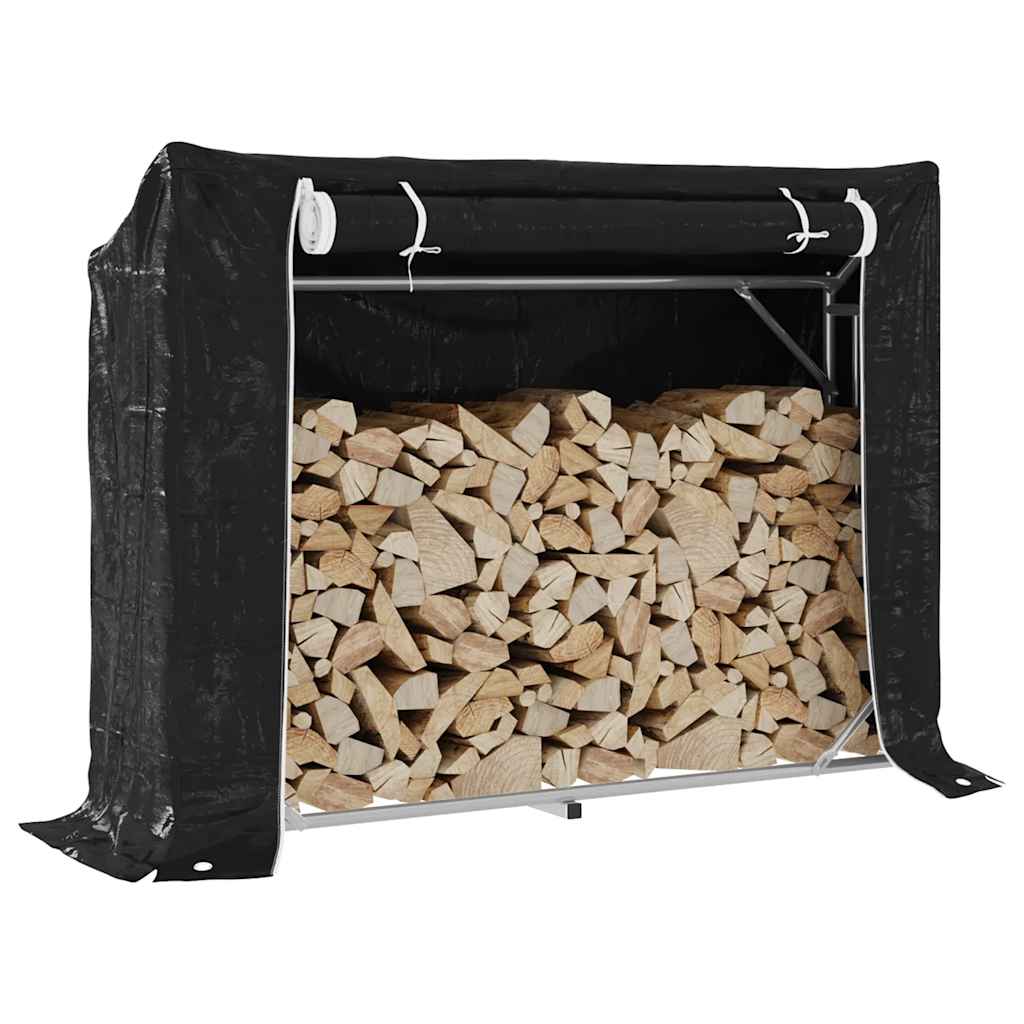 JUNG Vida Brennholzregal mit Regenschutz 151x40,5x110,5 cm Stahl Verzinkt