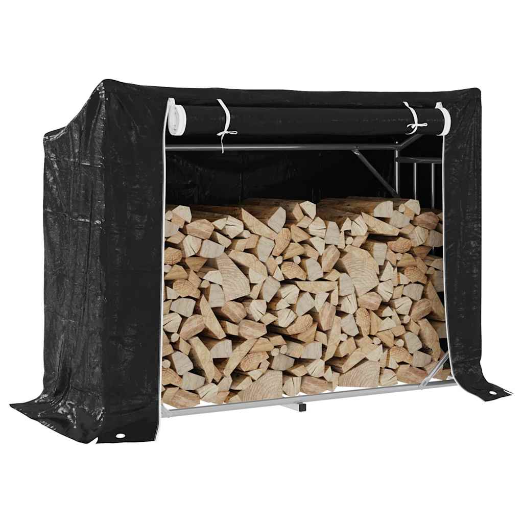 JUNG Vida Brennholzregal mit Regenschutz 151x60,5x110,5 cm Stahl Verzinkt