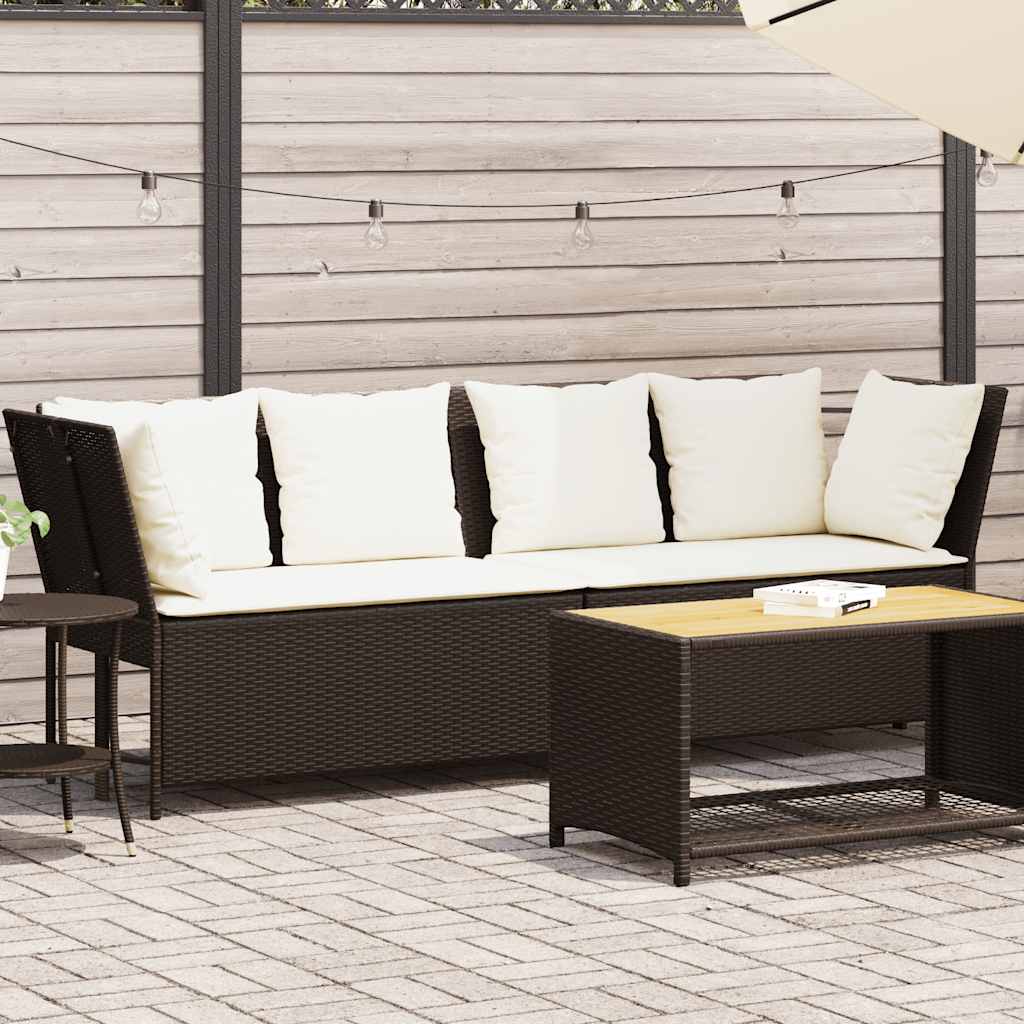 JUNG Vida Gartensofa mit Kissen Braun Poly Rattan